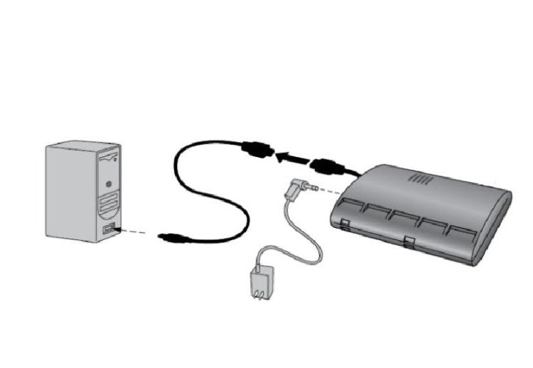 cabled Weather Envoy installed with USB data logger and AC power adapter