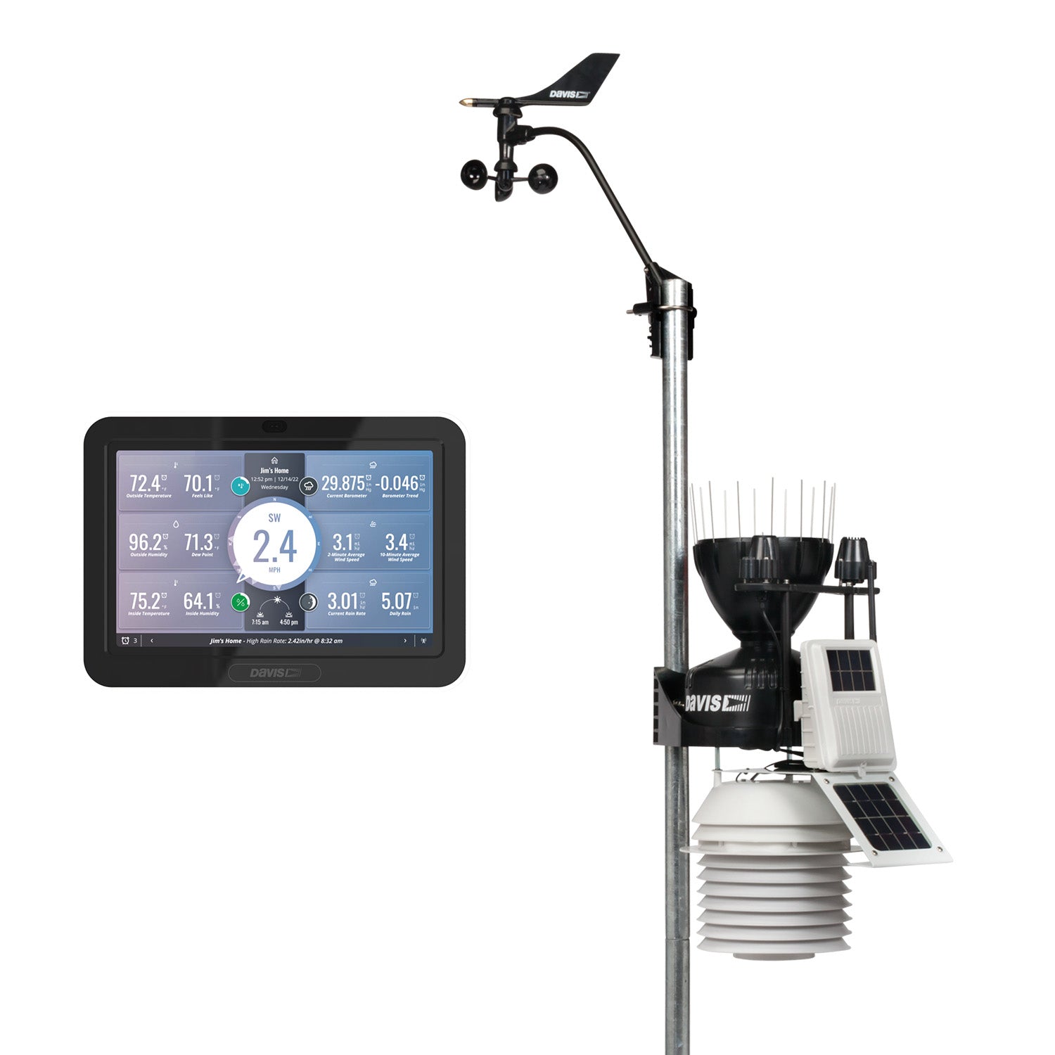Wireless Vantage Pro2 Plus with 24-Hr Fan Aspirated Radiation Shield and WeatherLink Console - SKU 6263, 6263M