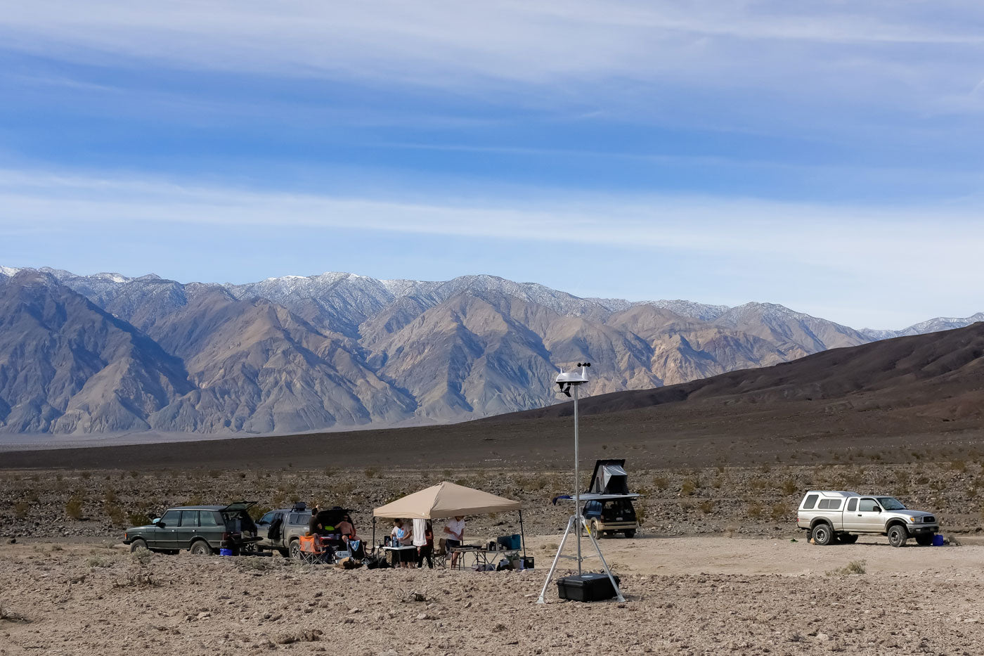 Vantage Vue weather station on mounting tripod in Death Valley